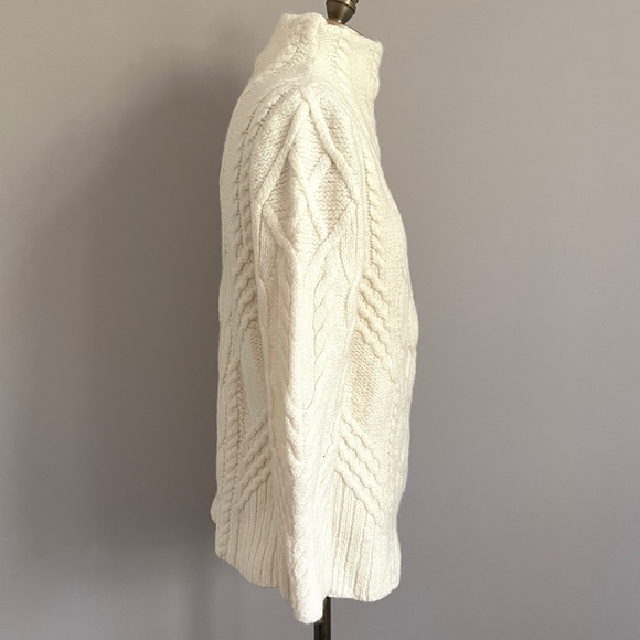 Aran Mor Ireland 100% Merino Wool Cable Knit Mock Neck Pullover Sweater - S - Picture 4 of 9